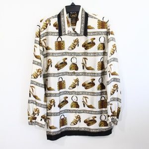Women Vintage 100% Silk Shirt sz 8 New Animal Print Top 90s Blouse Corey B.